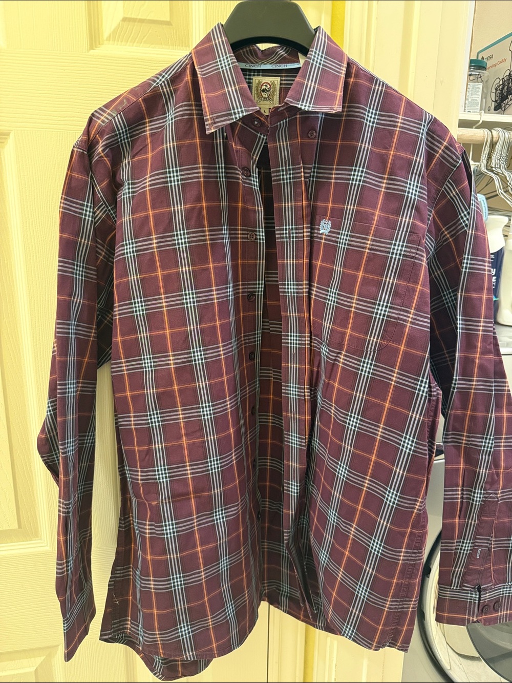 Cinch Men's Burgundy Plaid Button-Down Shirt